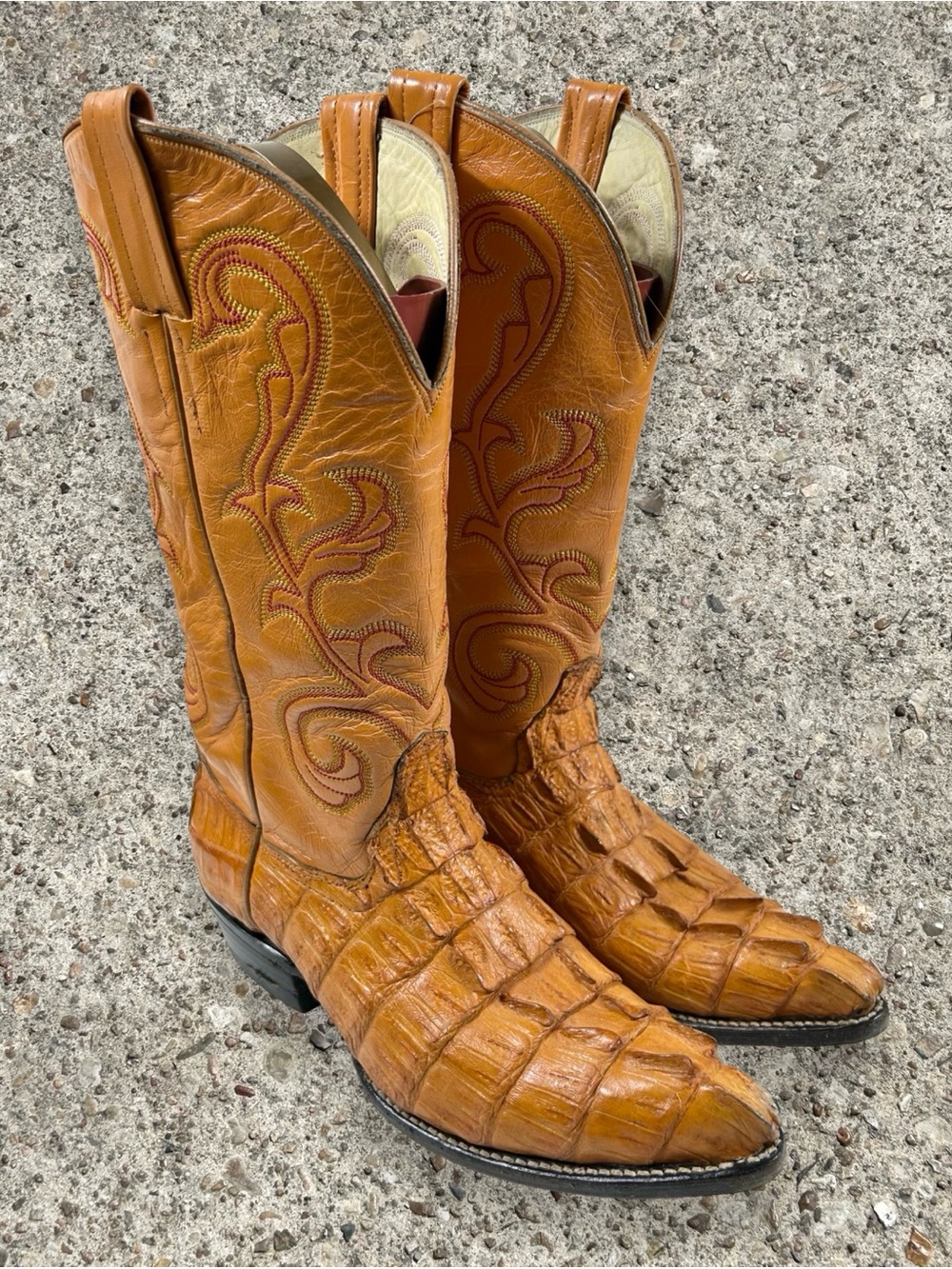 BENNY BOOTS vintage 90s caiman crocodile tail western boots